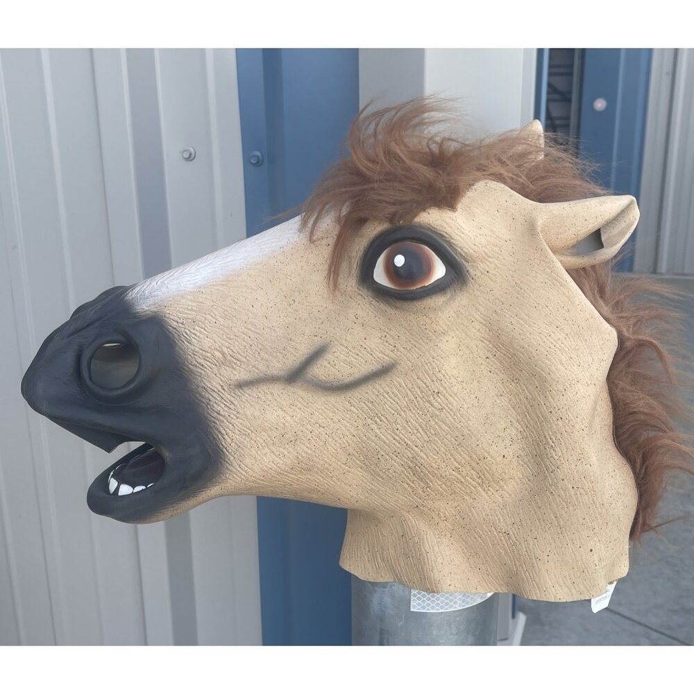 Horse Mask Full Head Life-Like Mane Realistic Cosplay Adult Head Latex Carnival